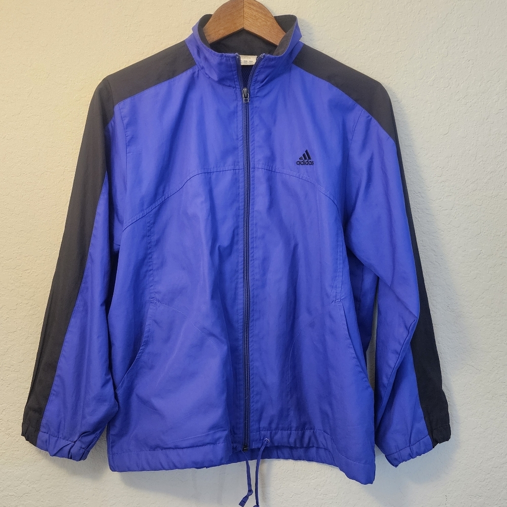 Adidas Vintage Windbreaker Track Jacket Womens Medium‎ Purple Black
